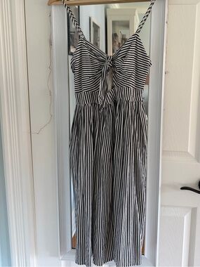 Zara Black and White Striped Tie-Front Sundress